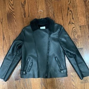 Zara Jackets/Coats - fur lined faux leather Moto Jacket